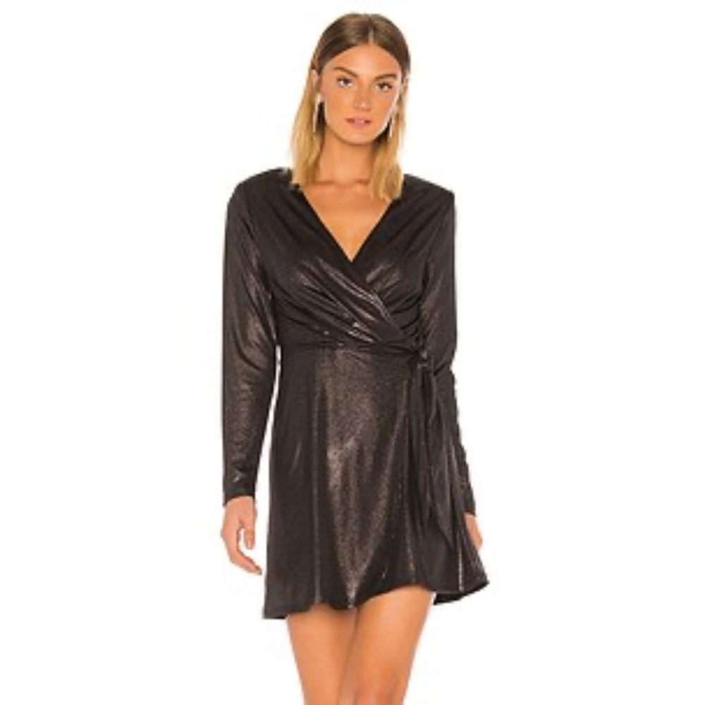 BCBGENERATION Metallic Wrap Dress in Black